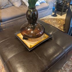 Leather Ottoman Brown