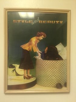 Advertisement picture in vintage frame