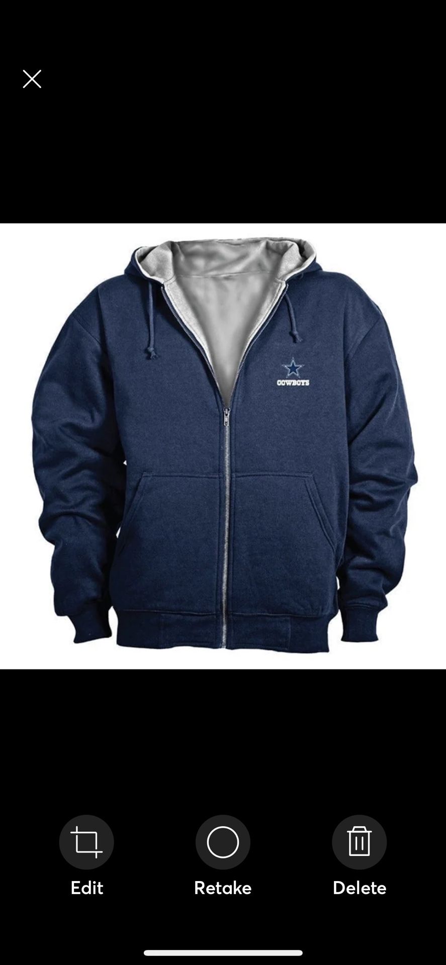 Dallas Cowboys Full Zip Thermal Hoodie/Jacket