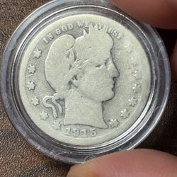 1915-p Barber Quarter, Fine!