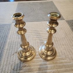 VINTAGE SET Solid Brass Ornate Candleholder 10.5" TALL