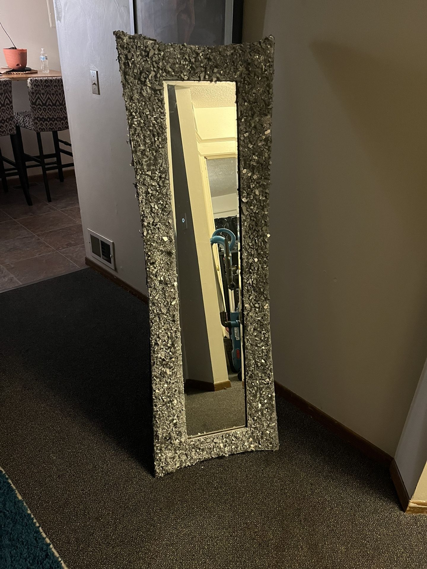 Standing Mirror With Storage Seat Bench