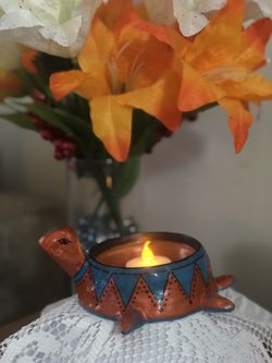 Polymer clay turtle pot candle holder custom made on order