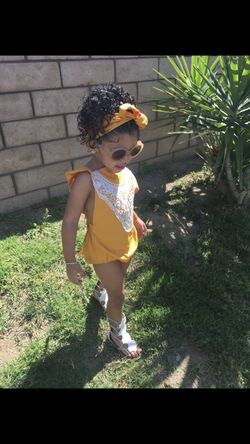 Toddler Girl Romper “mustard”