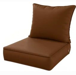 WNP 24 in. x 24 in. x 5 in. Square Outdoor Deep Seating Cushion Set Seat and Back Cushion for Chair and Sofa Chocolate