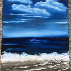 Nice Original Beach/Ocean Signed Oil Painting On Canvas 16x20-Local DE Artist 