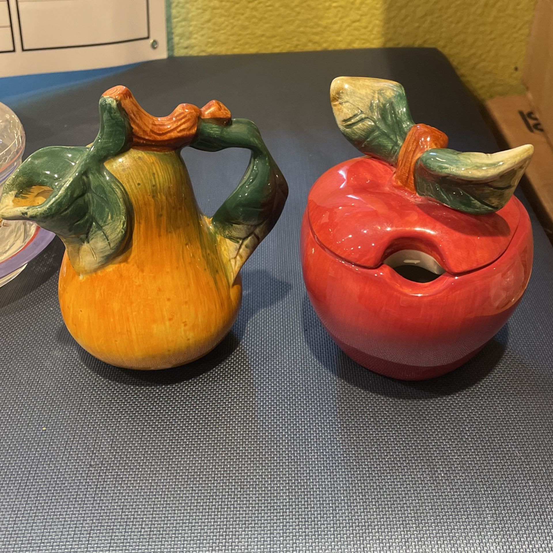 Fruit Themed Cream and sugar