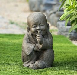 Luxen Home 14.4-in H x 9.8-in W Brown Buddha Garden Statue ，ST254