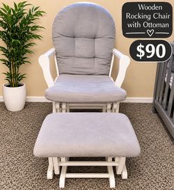 White rocking chair with ottoman