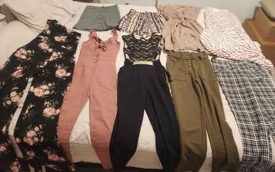 Shop in my closet- everything $5 or less. Size junior small tops and one-pieces and 3 in bottoms.