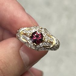 14kt Yellow Gold 1 CT Tourmaline And 1 CT White Sapphire Ring