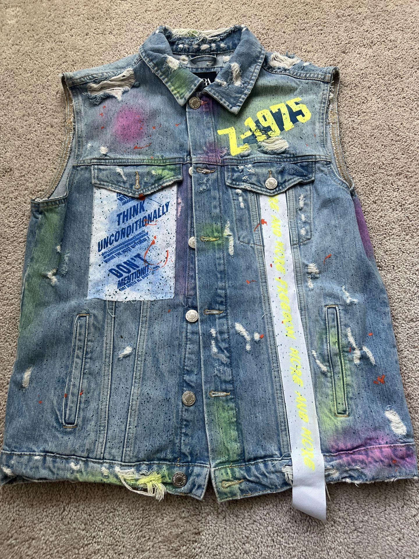 Zara Distressed Denim Vest