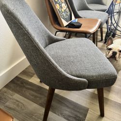 Grey Fabric Dining Chairs Set Of 2