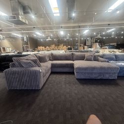 Large Brown Sectional with Chaise