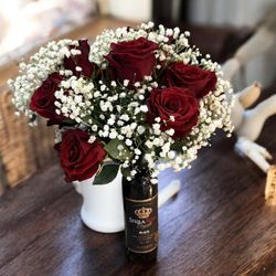 Valentines Day Flowers With Wine