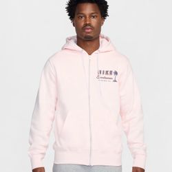Nike Club Men’s Full-Zip Fleece Hoodie Soft Pink Size XL HV4614-640