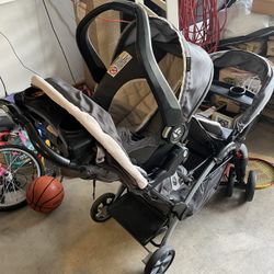 Car seat & Double stroller Combo. 