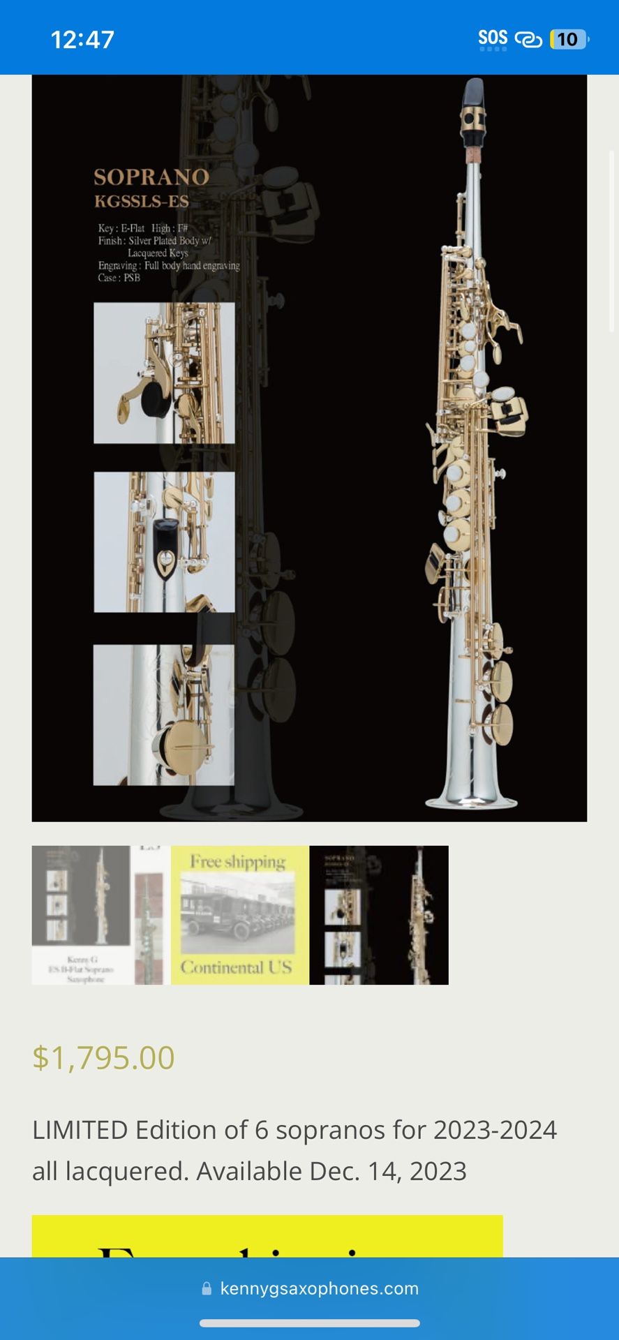 Kenny G Saprano Saxophone Almost Mint condition (autograph wore off)