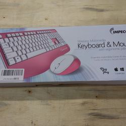 Open Box Wireless Multimedia Keyboard & Mouse With Ergonomic Palm-Rest, Pink
KB203WCP