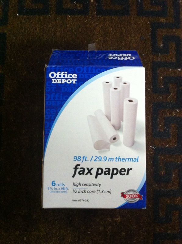 Office Depot fax paper 5 rolls. Still available