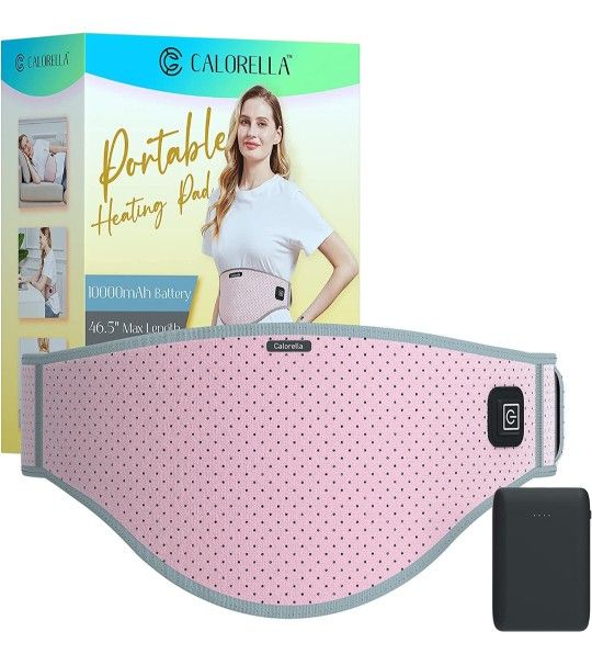 Calorella Portable Cordless Heating Pad - 3 Heat Levels with Rechargeable Battery, Wireless Heating Belt for Lower Back Pain Relief, Cramps, Menstrual