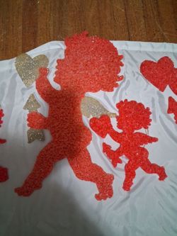 Vintage melted popcorn decoration. Valentines  50.
