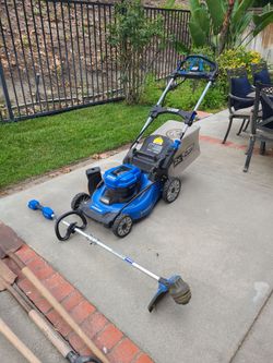 Kobalt battery powered lawn mower & edger w/ yard tools