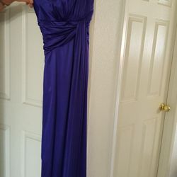 Ladies long dress purple, off one shoulder