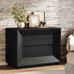 35.4" W Nightstand, Large Night Stand with 2 Drawers