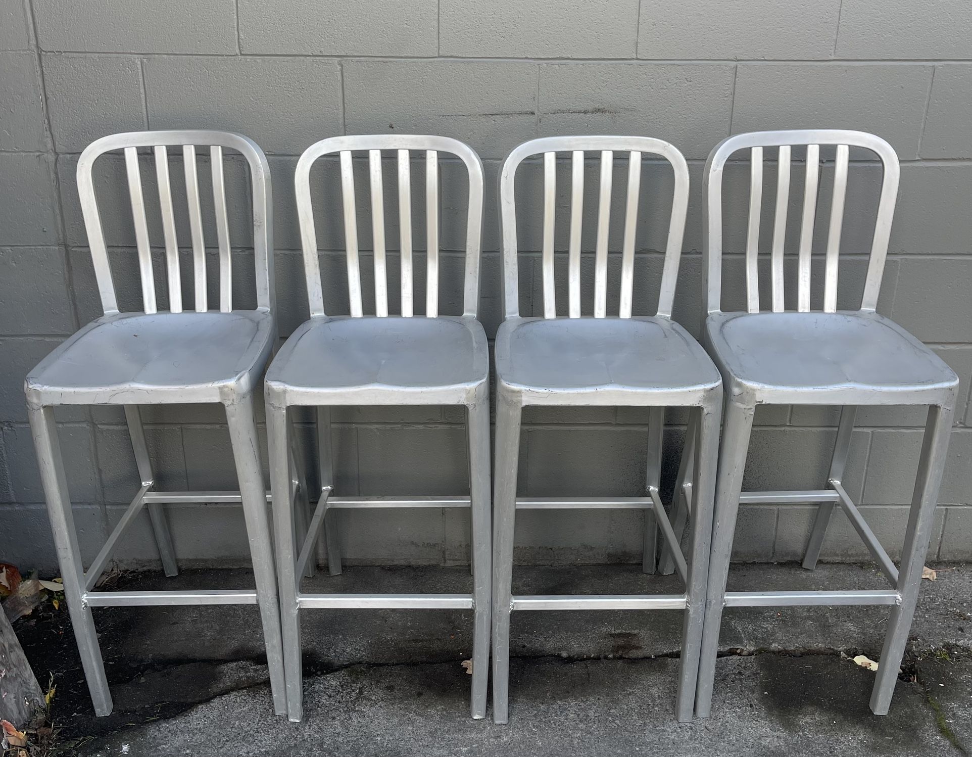 Mid Century Modern Industrial Aluminum Barstool Chairs