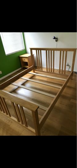 Queen bed frame with two side tables
