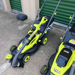 New Ryobi 16 Inch Hp Brushless Mower W Weedeater 4ah Battery And Charger 