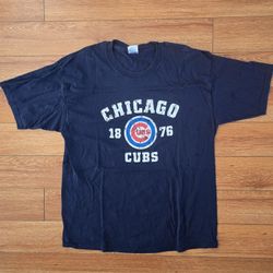 Chicago Cubs Gildan Heavy Weight Cotton Navy Blue T Shirt Size XL