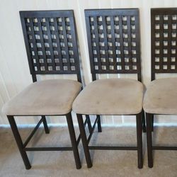 Four Matching Lattice Back Stools