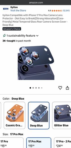 iPhone 17 Pro Max camera lens cover
