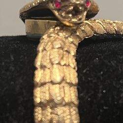 JL PILGRIM cobra Gold Tone Watch Wristlet 