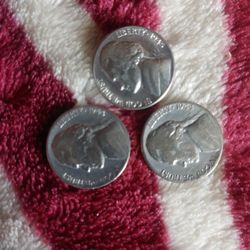 Monedas De Plata 5 Centavos 1945 S Y1944 Dy 1943 S 