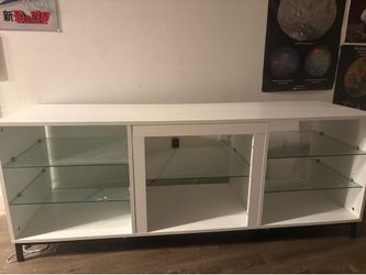White TV Stand Entertainment Center LED