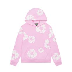 Pink cotton denim tears hoodie 