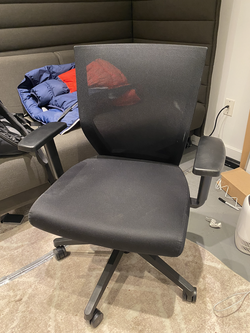 Office Furniture Bundle: 2 Standing Desks, 3 Chairs, Sofa, Rug, 2 Monitors