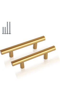 30-Pack Gold Cabinet Pull Handles Stainless Steel Round T Bar 2-1/2"(64mm)