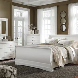 Anarasia - White - 5 Pc. - Dresser, Mirror, Queen Sleigh Bed
