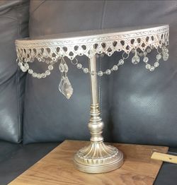Beautiful silver with gold cake stand 11.5" tall