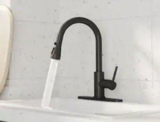 Matte Black Kitchen Faucet Sprayer 3 mode Pull Down Sprayer Single Handle, with Deck Plate