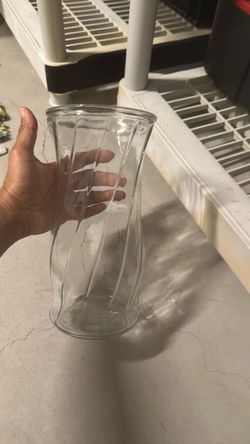 Clear Glass Vase with Swirl Texture