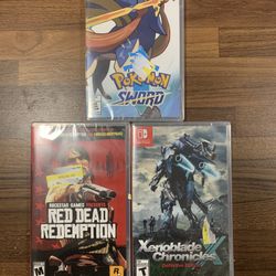Switch Action Bundle - Red Dead, Pokemon Sword, Xenoblade (Sealed)