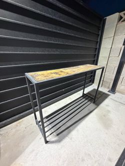 (2) Metal Table with Wood Top