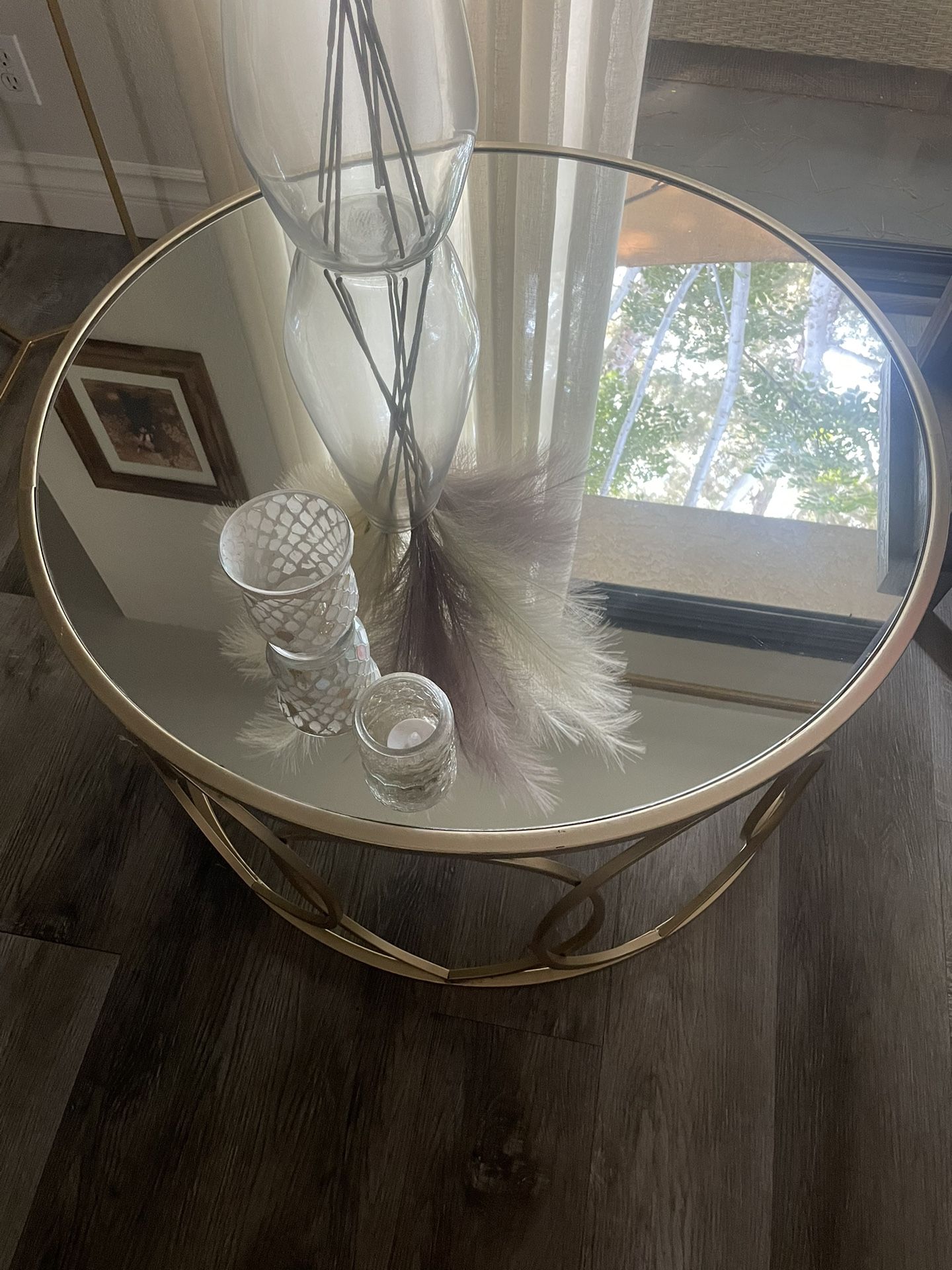 Coffee Table, Side Table, Gold/mirror Top