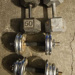 dumbbell weights 2 sets 50lbs and 20 pounds