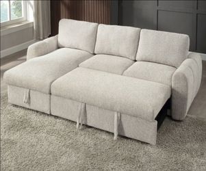 Brand New Beige Super Plush Sectional Sofa Storage Sleeper